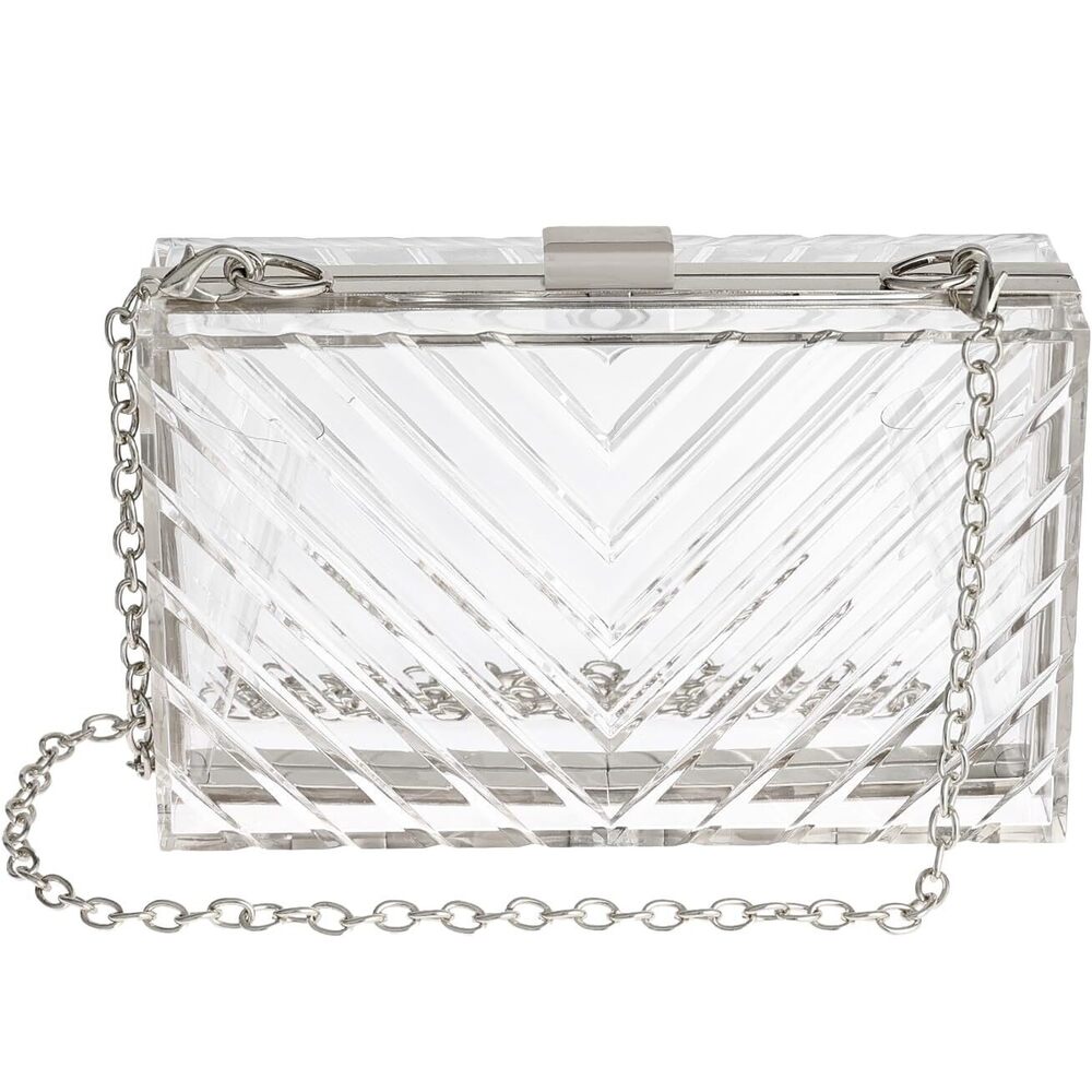 5064 Clear Purses Acrylic Clear Clutch Bag Stadium Approved Silver